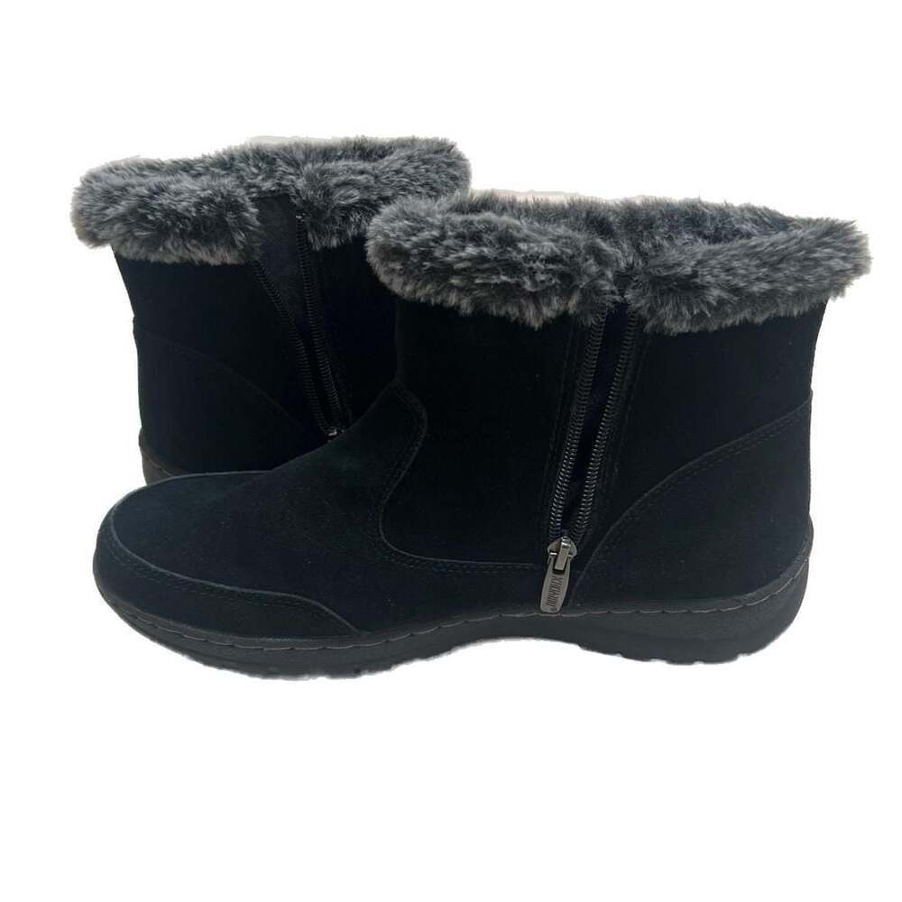 Khombu Women's Faux Fur Trimmed Black Suede Ankle Boots - Size 8.5 - Picture 8 of 12